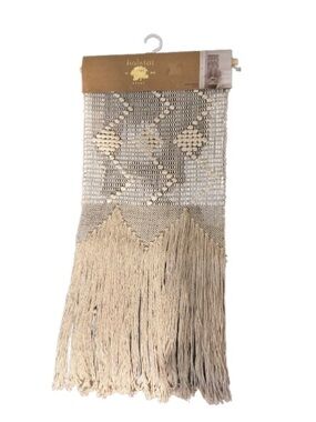 Habitat Cream and Black Macramé Wall Décor with Geometric Pattern-NWT-18x36 inch